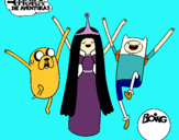 Dibujo Jake, Princesa Chicle y Finn pintado por vlentinita
