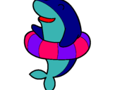 Dibujo Delfín con flotador pintado por jogc