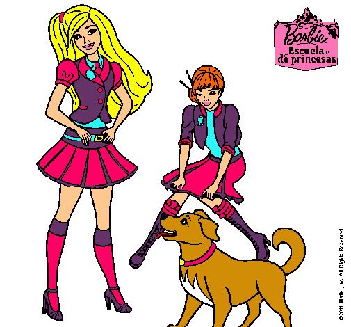 Barbie con su perrito y una amiga