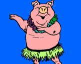 Dibujo Cerdo hawaiano pintado por santiguti