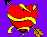 Dibujo Corazón con flecha pintado por vivito