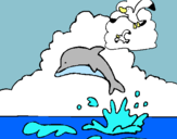 Dibujo Delfín y gaviota pintado por TININI