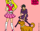 Dibujo Barbie con su perrito y una amiga pintado por yyyyyyyyyyyy