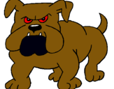 Dibujo Perro Bulldog pintado por cagada