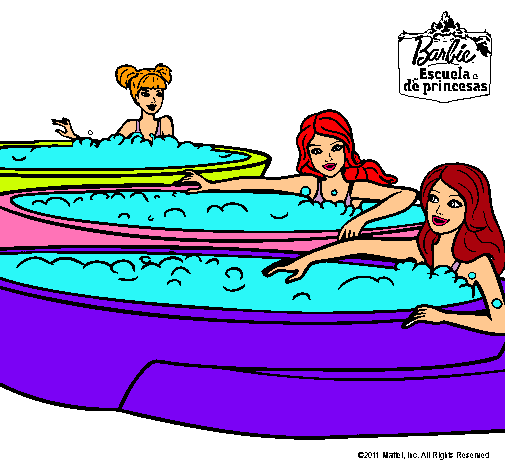 Barbie y sus amigas en el jacuzzi