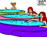 Dibujo Barbie y sus amigas en el jacuzzi pintado por lunavega