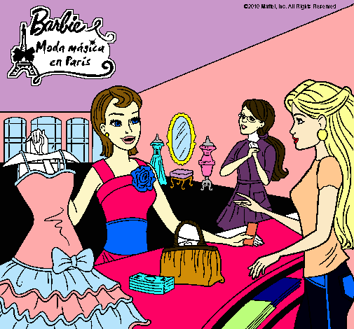 Dibujo Barbie en una tienda de ropa pintado por vlentinita