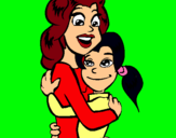 Dibujo Madre e hija abrazadas pintado por CHICLE