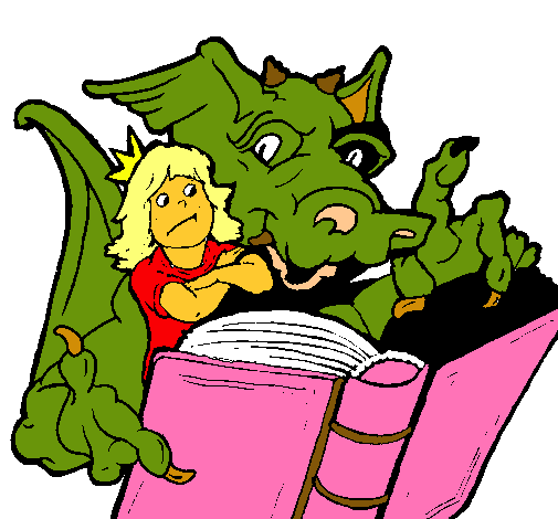 Dragón, chica y libro