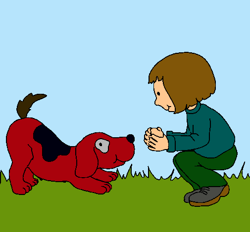 Dibujo Niña y perro jugando pintado por GIANLUCCA