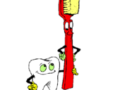 Dibujo Muela y cepillo de dientes pintado por OKOOKK