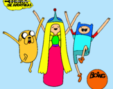 Dibujo Jake, Princesa Chicle y Finn pintado por IvAm