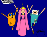 Dibujo Jake, Princesa Chicle y Finn pintado por teverde