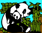 Dibujo Mama panda pintado por  pandas