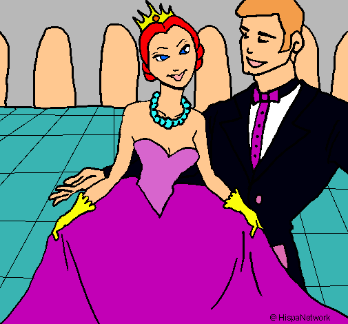 Dibujo Princesa y príncipe en el baile pintado por lgansito
