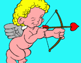 Dibujo Cupido apuntando con la flecha pintado por guapota