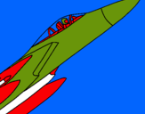 Dibujo Avión de caza pintado por misil