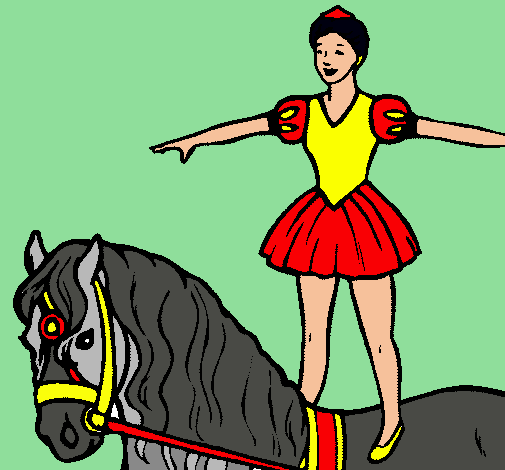 Dibujo Trapecista encima de caballo pintado por cosetina