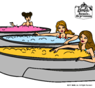 Dibujo Barbie y sus amigas en el jacuzzi pintado por dulcedeleche