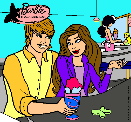 Dibujo Barbie y su amigo en la heladería pintado por PrincessSS