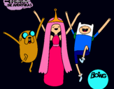 Dibujo Jake, Princesa Chicle y Finn pintado por Yanii