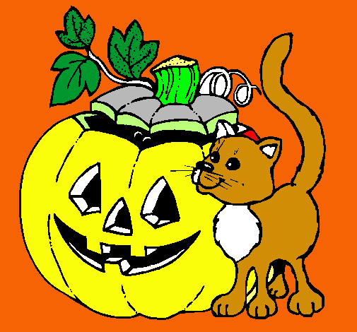 Calabaza y gato