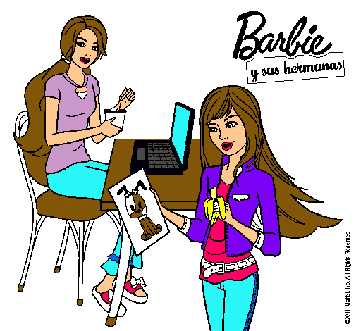 Barbie y su hermana merendando