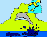Dibujo Delfín y gaviota pintado por oohounjnnja