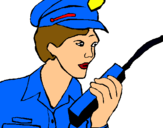 Dibujo Policía con el walkie pintado por minu