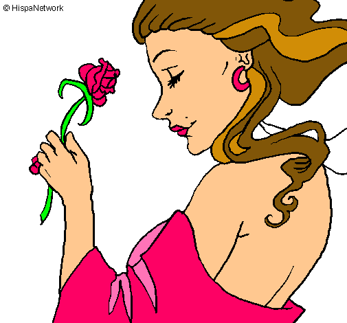 Dibujo Princesa con una rosa pintado por emilychui