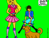 Dibujo Barbie con su perrito y una amiga pintado por mariabp