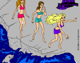 Dibujo Barbie y sus amigas en la playa pintado por amalia123456