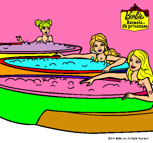 Barbie y sus amigas en el jacuzzi