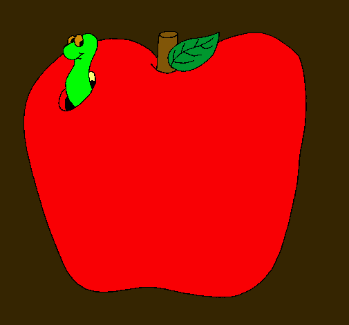 Dibujo Gusano en la fruta pintado por catarinita10