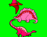 Dibujo Tres clases de dinosaurios pintado por grfgftrdfryt