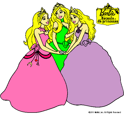 Dibujo Barbie y sus amigas princesas pintado por anachupi