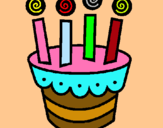 Dibujo Tarta con velas pintado por torta