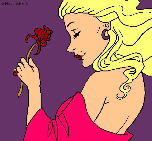 Dibujo Princesa con una rosa pintado por Tannia21