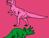 Dibujo Triceratops y tiranosaurios rex pintado por hgytfb