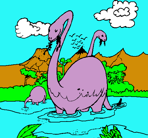 Dibujo Apatosaurios en el agua pintado por Benjamin3