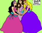 Dibujo Barbie y sus amigas princesas pintado por LhaaMorenita