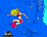 Dibujo Barbie practicando surf pintado por BARVIESURFIS