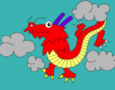 Dibujo Dragón chino pintado por faret