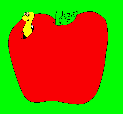 Dibujo Gusano en la fruta pintado por luciavale