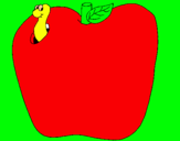 Dibujo Gusano en la fruta pintado por luciavale