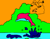 Dibujo Delfín y gaviota pintado por luciavale