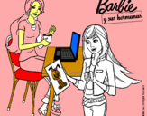 Dibujo Barbie y su hermana merendando pintado por Eleneiitor