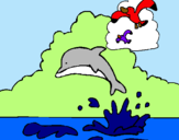 Dibujo Delfín y gaviota pintado por dwef