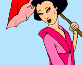 Dibujo Geisha con paraguas pintado por miky22222222