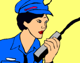 Dibujo Policía con el walkie pintado por ELIZABETH654